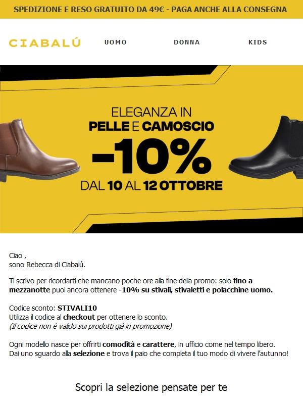 👞 Ultima chiamata: -10% su stivali e polacchine uomo