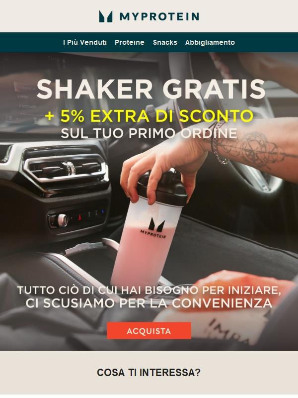 fino al -60% + Shaker GRATIS per Te 🎁