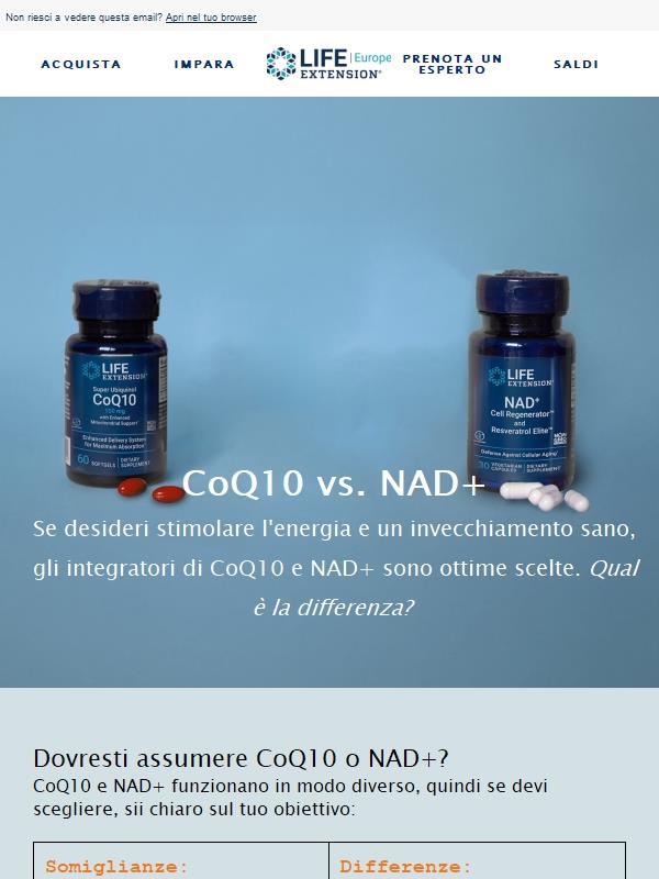 CoQ10 vs NAD+: qual è la differenza?