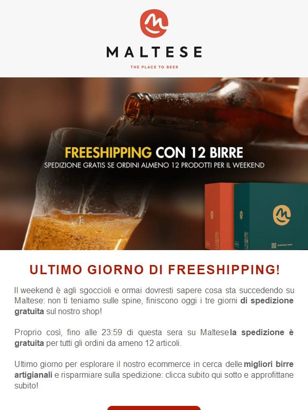 Ultimo giorno di Freeshipping!