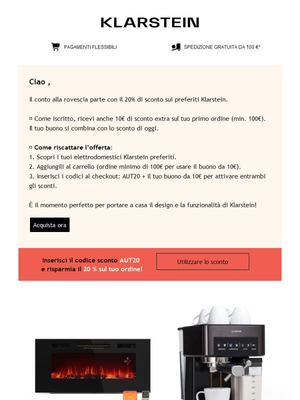 🎉 Fino al 20% di sconto su Klarstein + 10€ extra per te!