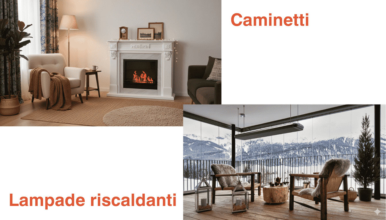 caminetti e lampade riscaldanti