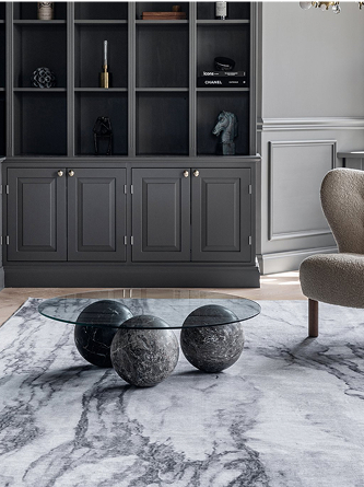 Abstract rug in a living room