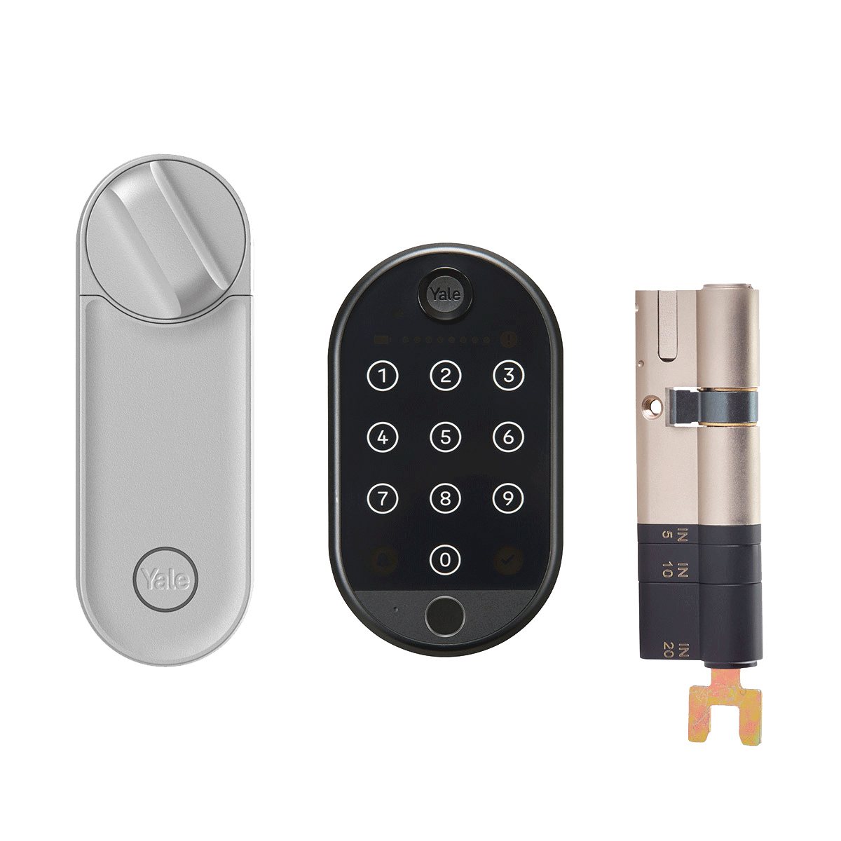 Smart Lock Linus® L2 Argento + Tastierino Smart 2 con Impronta Digitale + Cilindro Regolabile