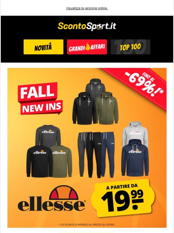 Novità autunnali ellesse a partire da 19,99 € 🍂🌬 Fino al 69 % di sconto!