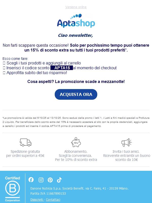 ⏰Ultima chiamata! 15% di sconto extra!