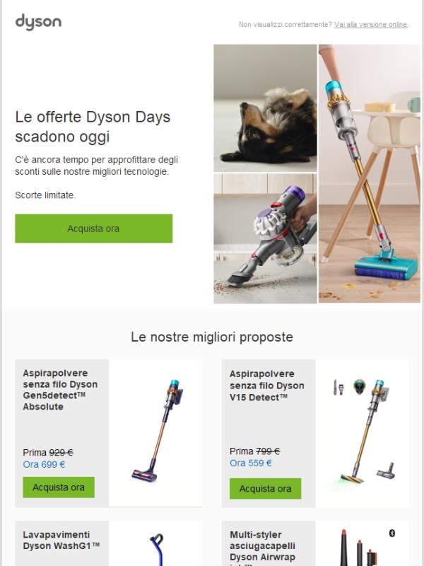 Le offerte dei Dyson Days scadono oggi!