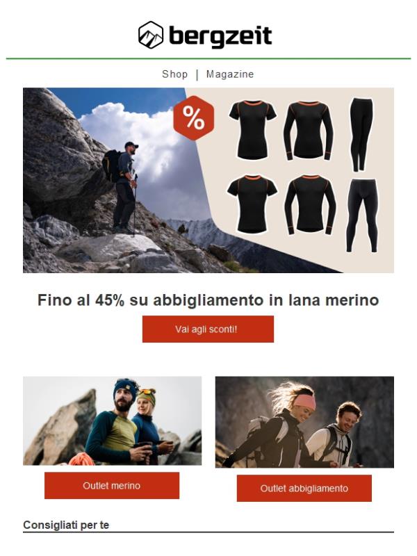 Fino al 45% su abbigliamento in lana merino