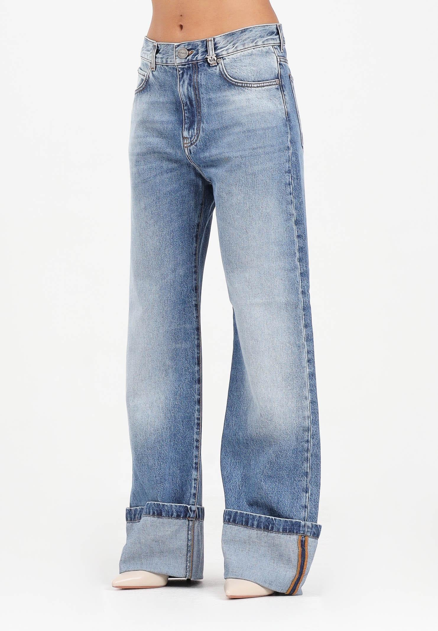 Image of PINKO Jeans wide leg in denim chiaro da donna