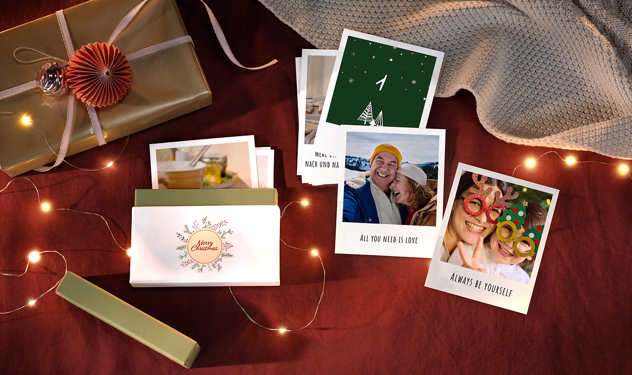 calendario dell'Avvento con foto vintage e box foto