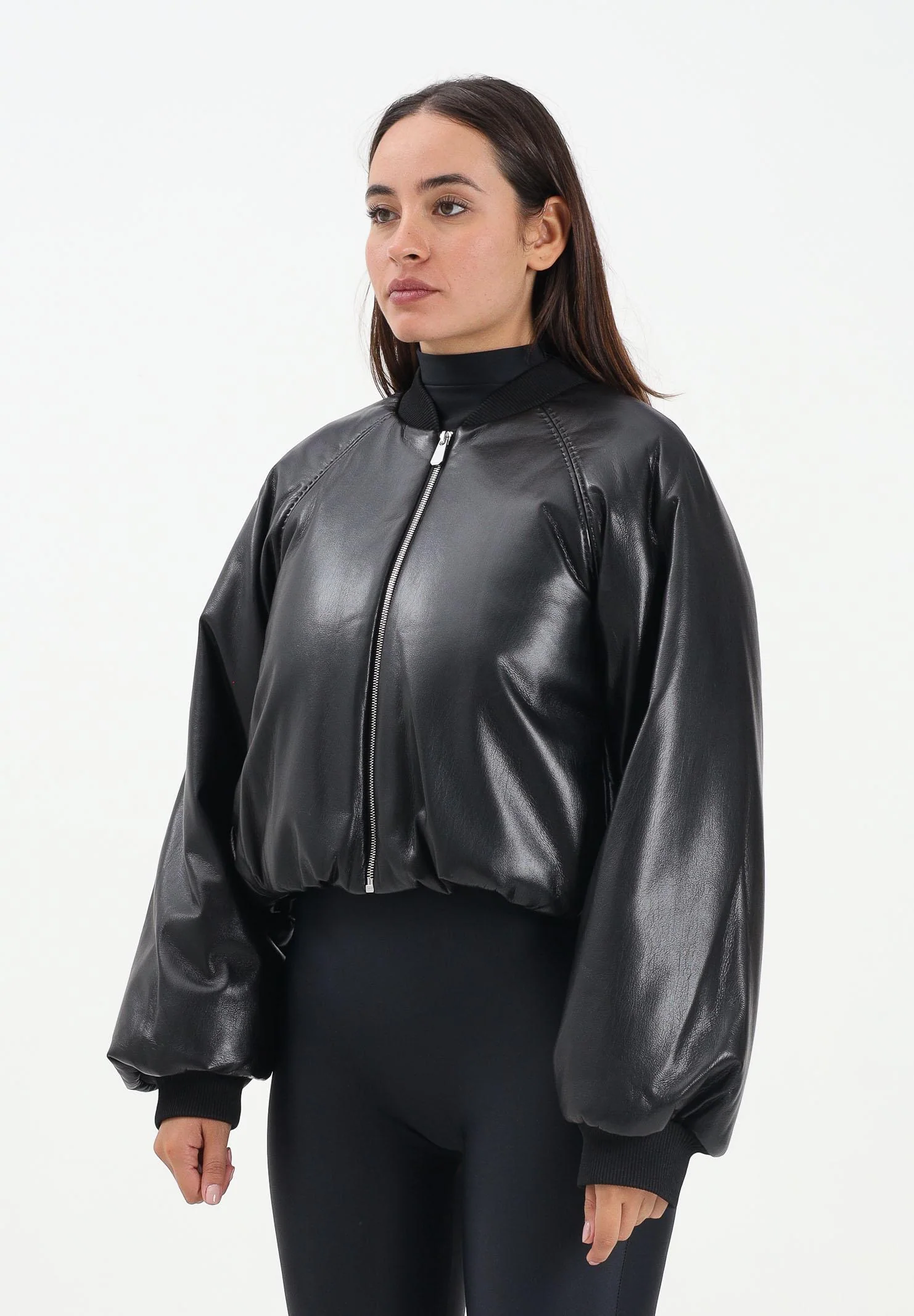 Image of PINKO Bomber in ecopelle nero da donna