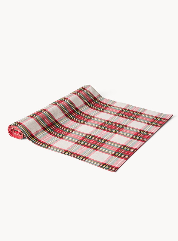 Runner tartan in puro cotone tinto filo