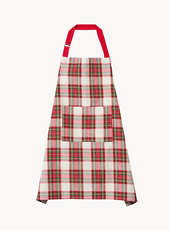 Grembiule a pettorina tartan in puro cotone tinto filo