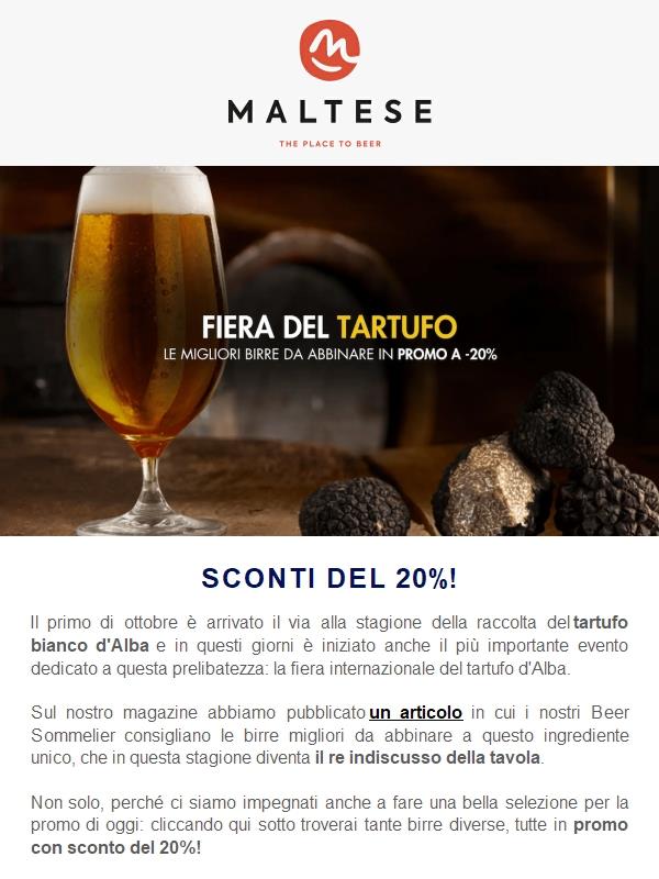 Birra e tartufo: sconti del 20%!