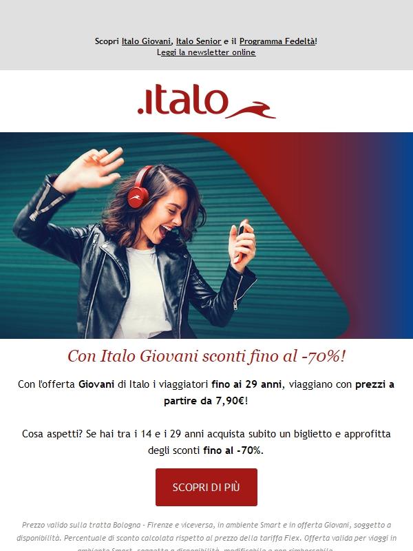 Che tu sia giovane o senior, Italo ha l’offerta giusta per te con sconti fino al -70%!