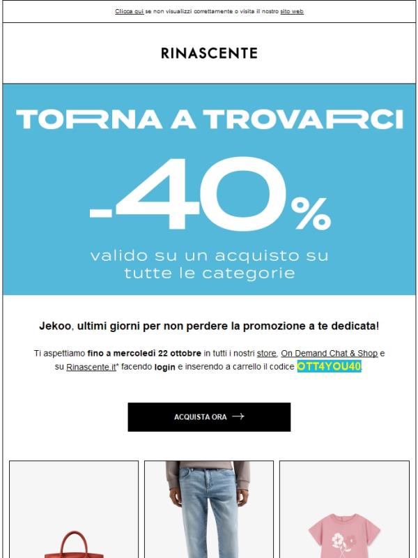 40% di sconto: ultimi giorni!