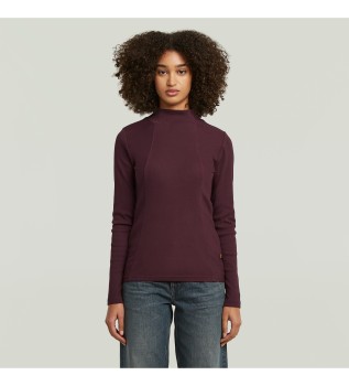 t-shirt-a-coste-sottili-con-linea-ad-a-color-marrone