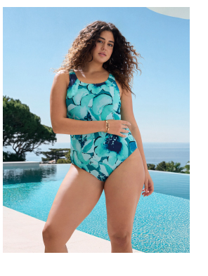 Costume da bagno senza coppe con foglie e scollatura profonda sul retro