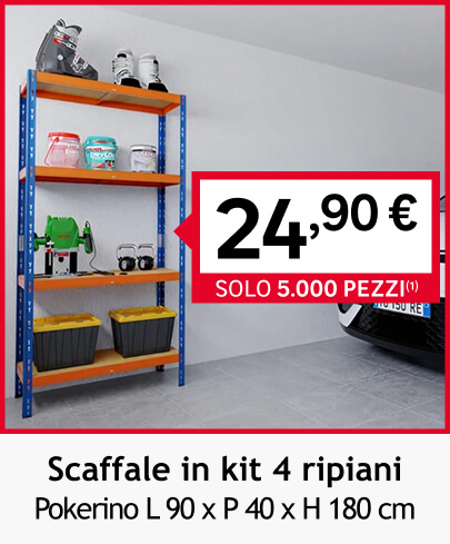 scaffale in kit 4 ripiani