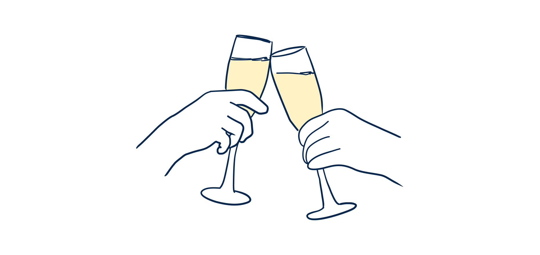 Illustrazione di calici di champagne che brindano
