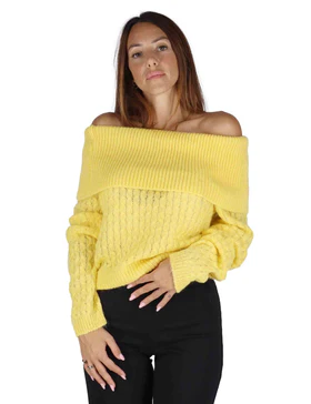 Maglioni in lana gialla a trecce Donna JABMF0025-G067 1220