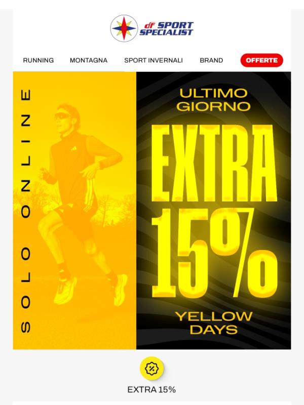 Extra 15% ⌛ Ultimo giorno