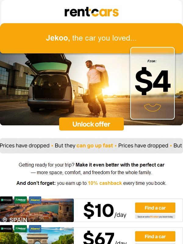 Get your perfect car from just $4 🚗🤑