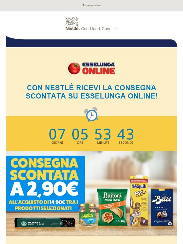 Affrettati, la consegna scontata con Esselunga sui prodotti Nestlé sta per terminare.