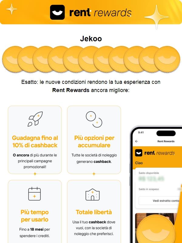 Cashback più semplice: scopri cosa è cambiato su Rent Rewards