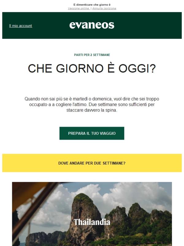 Due settimane per staccare la spina