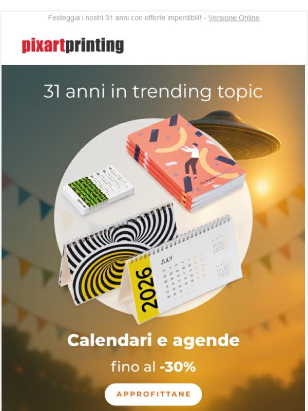 È il nostro compleanno: calendari e agende fino al -30%!