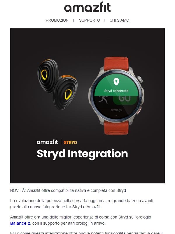 🎉NOVITÀ: Amazfit offre compatibilità nativa e completa con Stryd