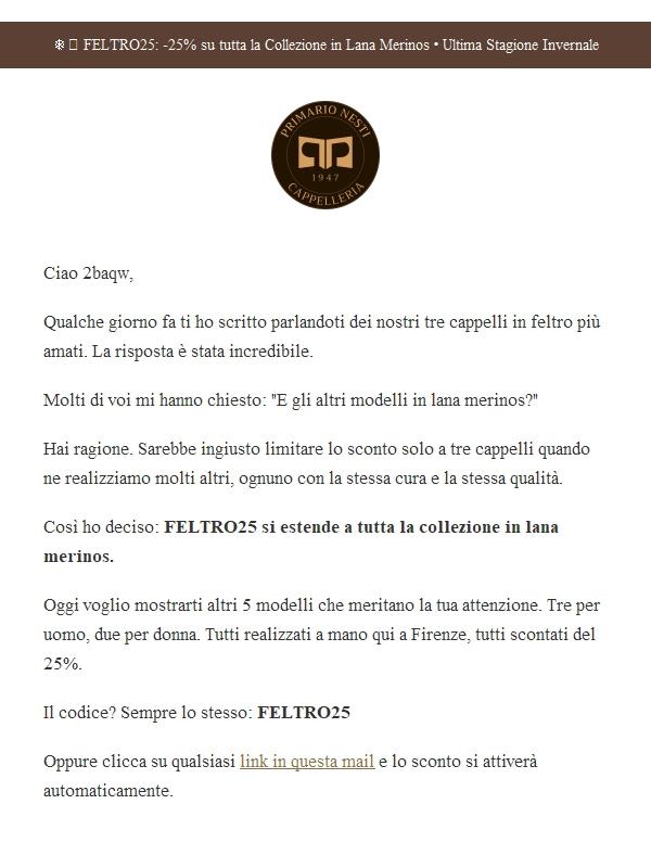 🧡 Promo 25% sul feltro continua per te!