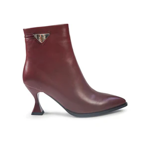 Exe Stivaletti Donna a Punta e Tacco Rocchetto in Ecopelle Bordo