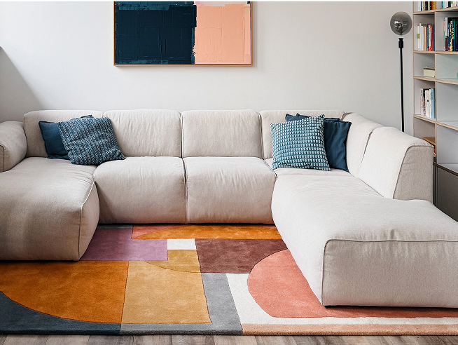 Modern rug in a living room