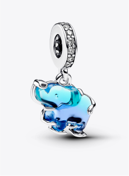 Blue Murano Glass Elephant Dangle Charm