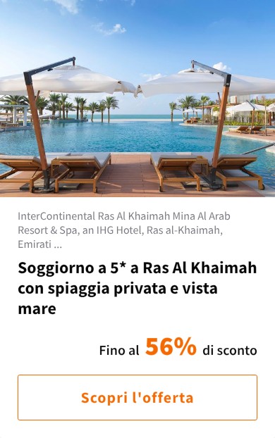 Soggiorno a 5* a Ras Al Khaimah con spiaggia privata e vista mare