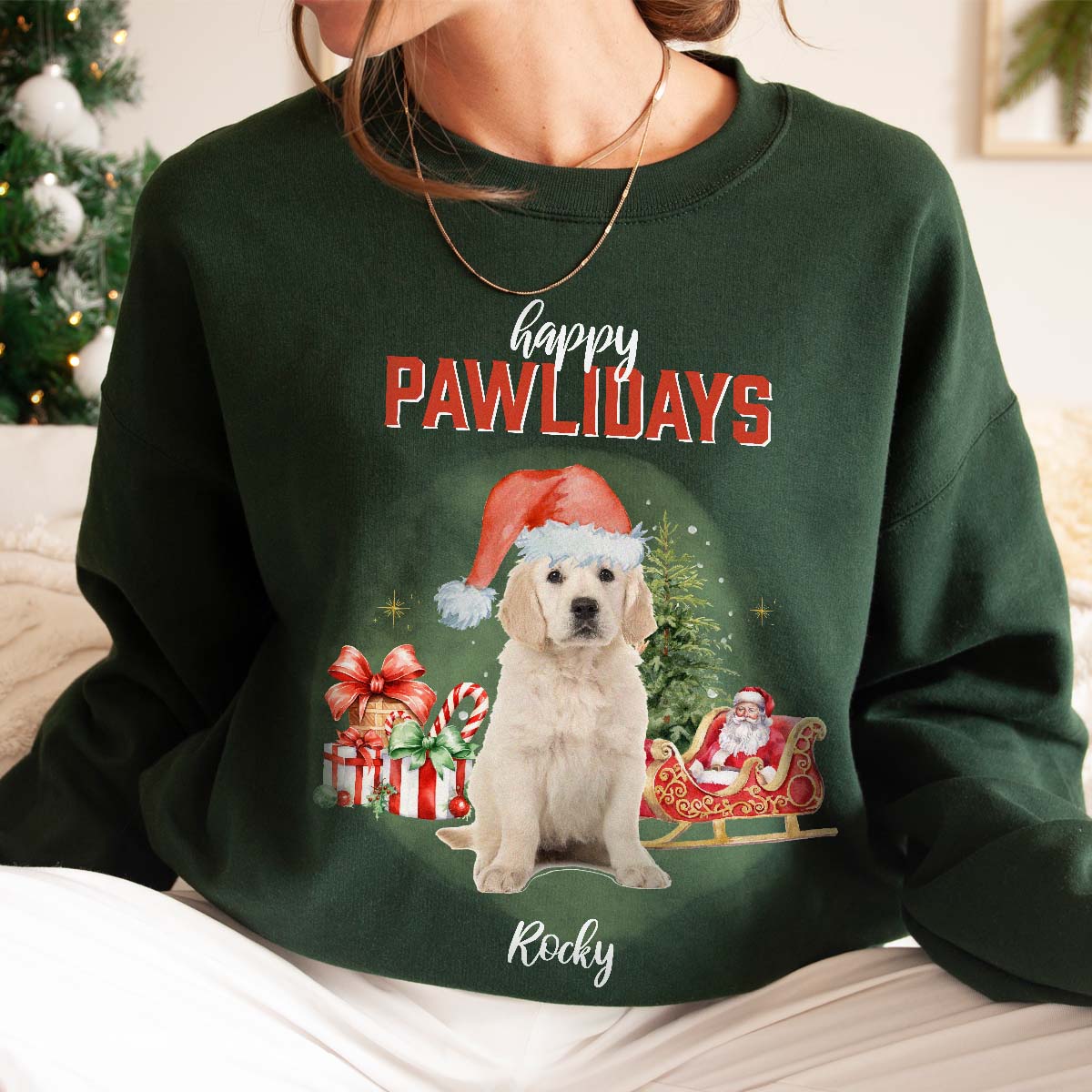 Image of Maglione Natalizio Bootleg Personalizzato con Animale Domestico