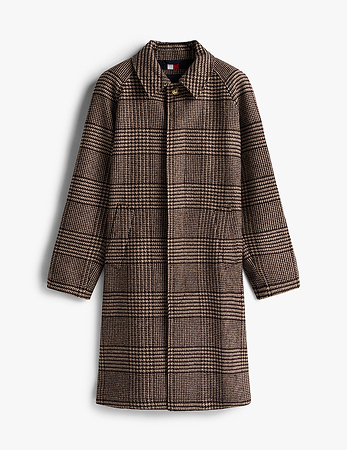 Cappotto relaxed fit in misto lana a quadri