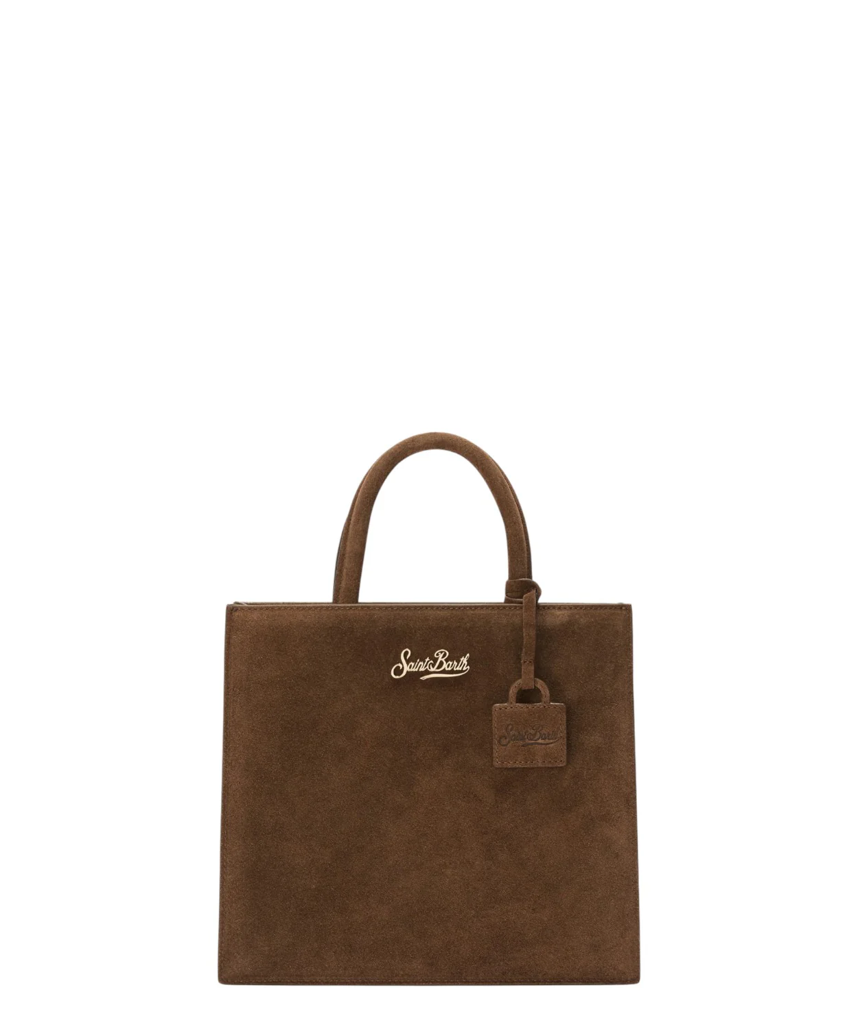 Image of Shop Bag Midi in pelle scamosciata marrone – borsa a mano con tracolla