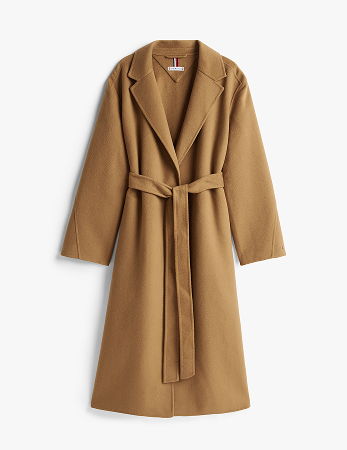 Cappotto lungo in misto lana con cintura