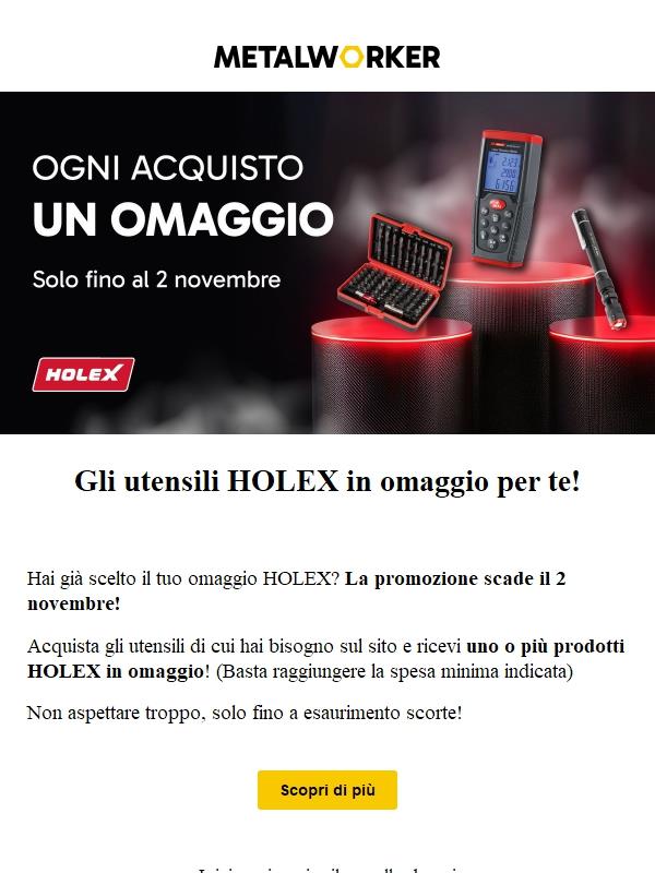 Omaggio per te: 3 utensili HOLEX inclusi nel tuo prossimo ordine  🎁