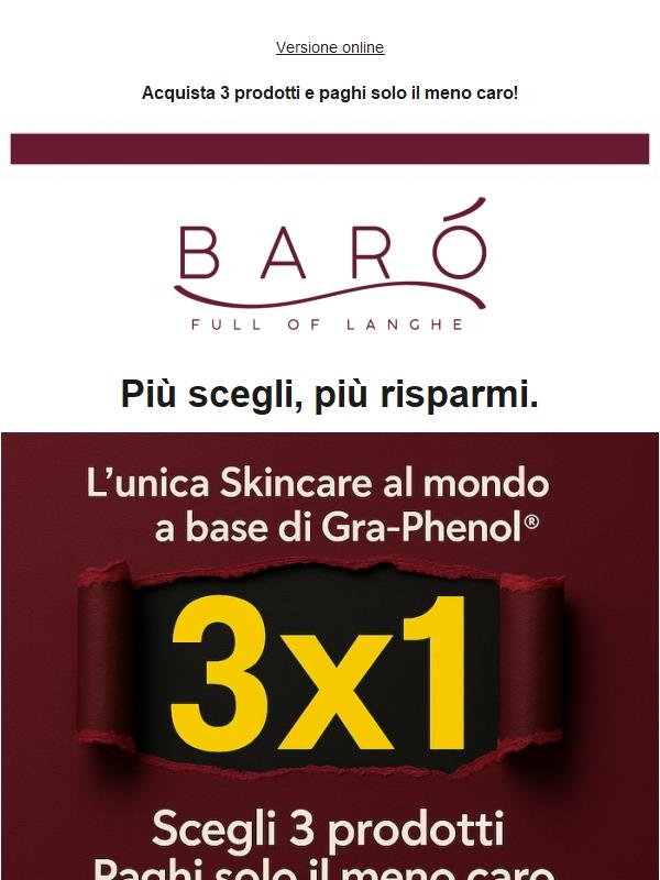 3x1 Barò: paghi solo il meno caro 💝