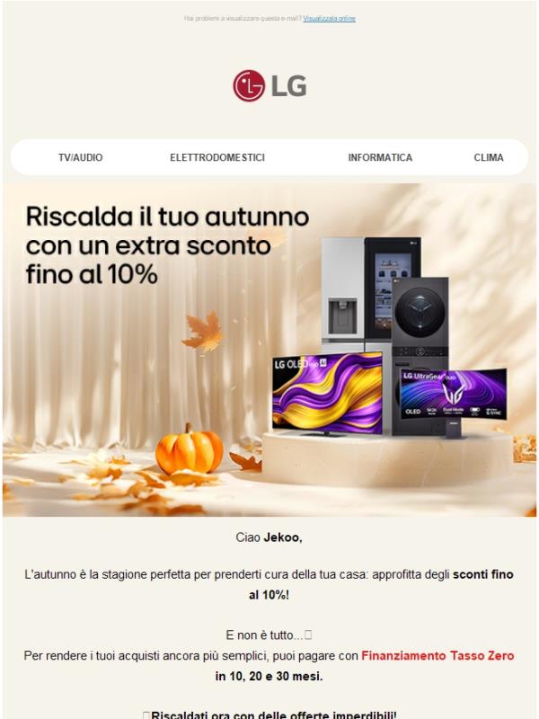 🍂 Offerte di Autunno: fino al 10% extra sconto