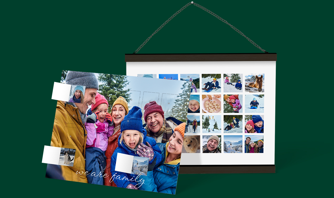 Calendario dell'Avvento con le foto dietro alle finestrelle
