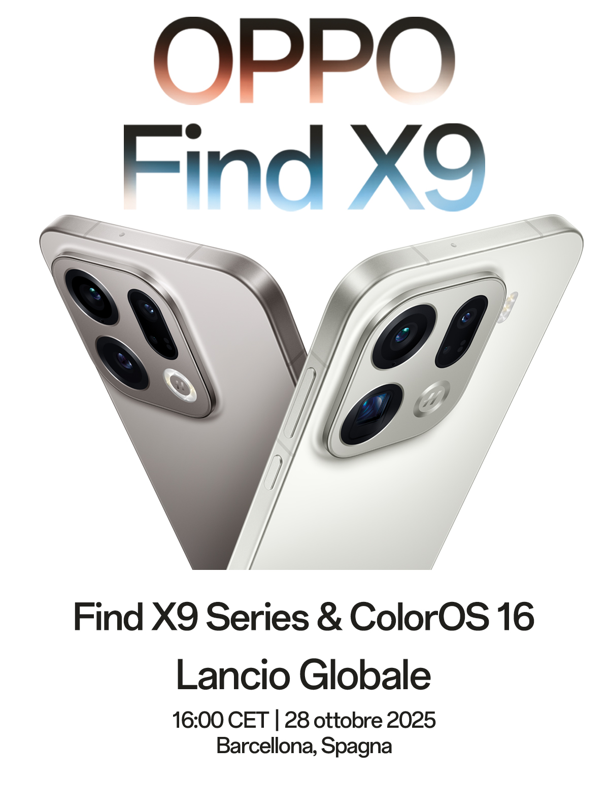 Find X9 Series & ColorOS 16 Lancio Globale