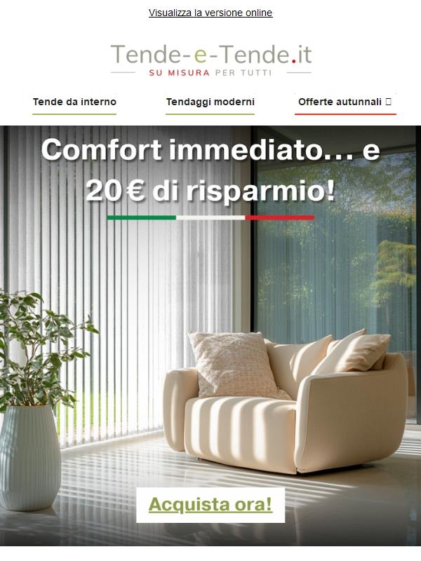 20€ di sconto su TUTTE le nostre tende a bande verticale!