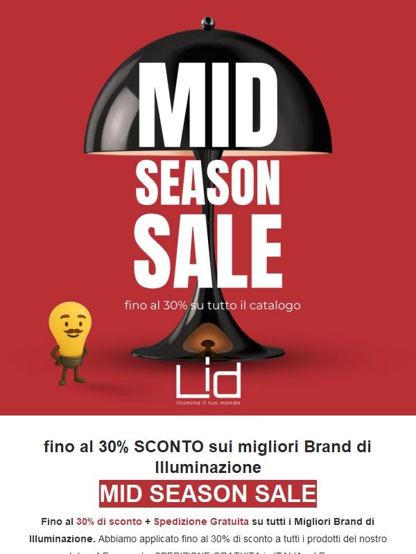💥 MID SEASON SALE - Fino al 30% su tutte le Lampade di Design