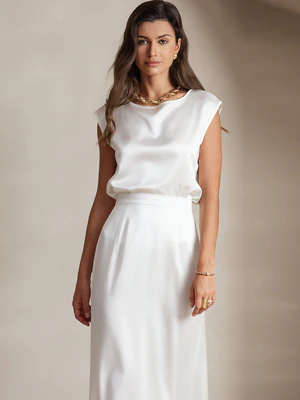 Image of 19Momme Seta Cappella Maniche Blusa