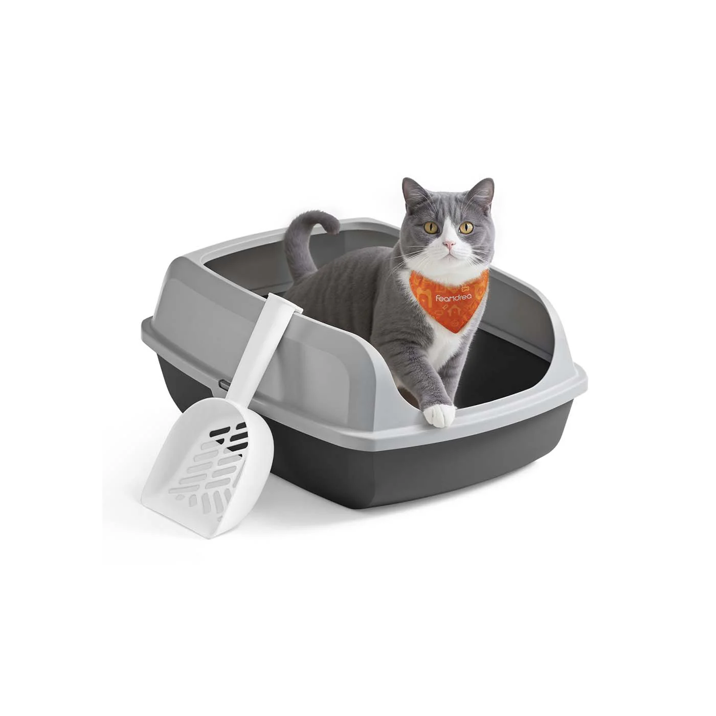 Image of Lettiera per gatti con bordi alti e paletta integrata